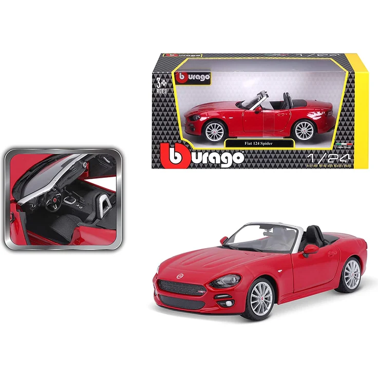 Bauer Spielwaren 18-21083R Fiat 124 Spider Modellauto im Maßstab 1:24, rot – Bild 9