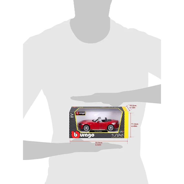 Bauer Spielwaren 18-21083R Fiat 124 Spider Modellauto im Maßstab 1:24, rot – Bild 8