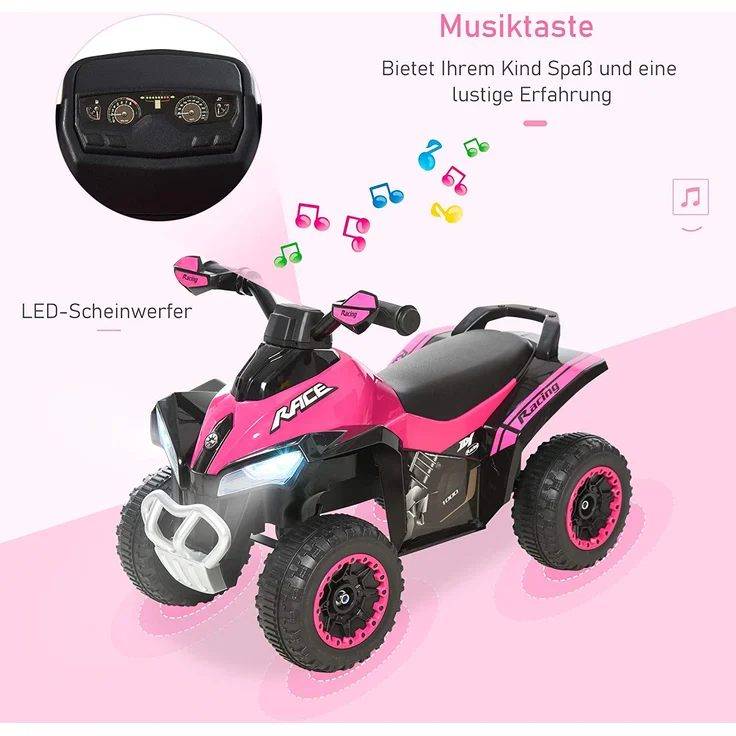 Rutscherfahrzeug mit Licht und Musik (Farbe: rosa) – Bild 5
