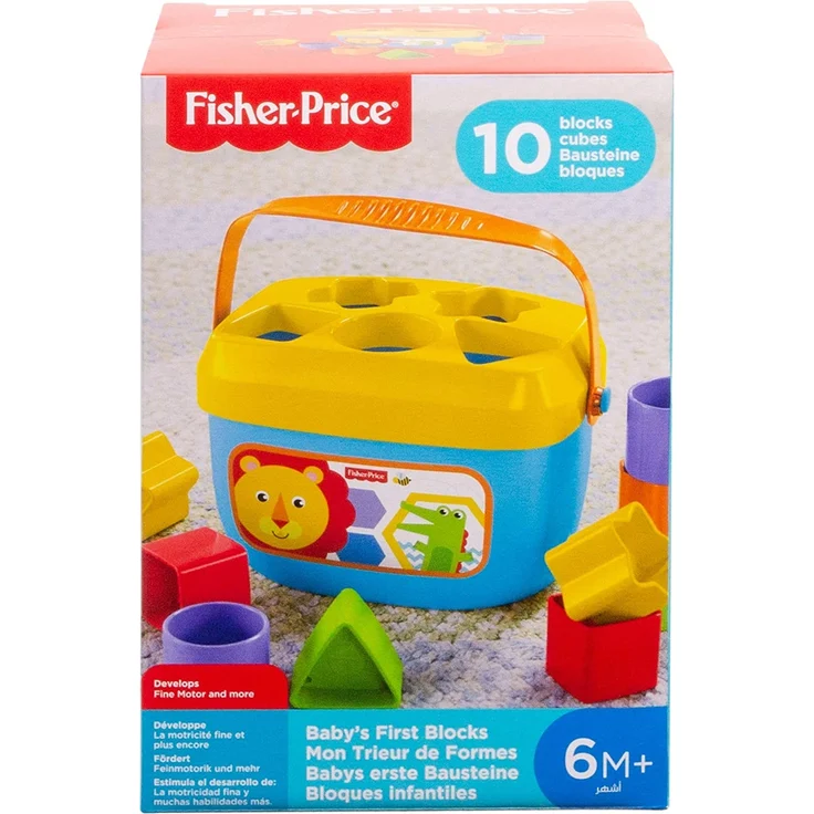 Fisher-Price FFC84 - Babys Erste Bausteine Baby Spielzeug Formensortierspiel mit Spielwürfeln und Eimer zum Verstauen ab 6 Monaten – Bild 8