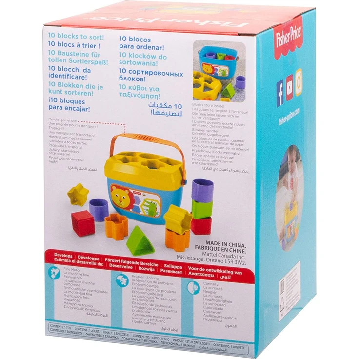 Fisher-Price FFC84 - Babys Erste Bausteine Baby Spielzeug Formensortierspiel mit Spielwürfeln und Eimer zum Verstauen ab 6 Monaten – Bild 9