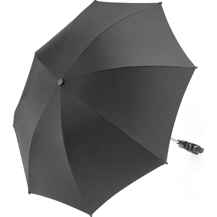 Zamboo Universal Sonnenschirm Sonnenschutz für Kinderwagen & Buggy - UV Schutz 50+ / 73 cm Durchmesser - Biegsamer Schirm mit Universalhalterung für Rund- und Ovalrohre - Schwarz
