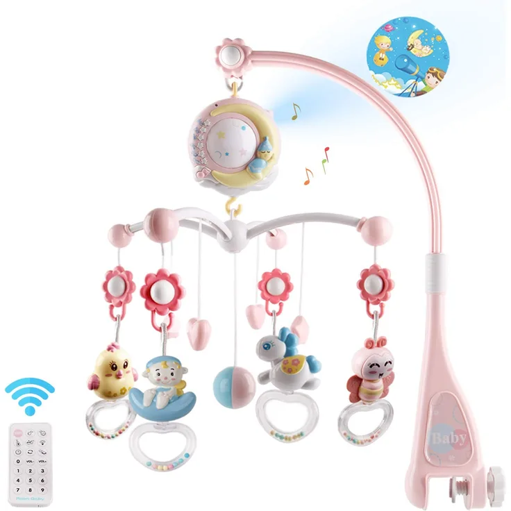 Mini Tudou Baby Mobile Musik Babybett mit Timing-Funktion Projektor und Licht,Baby Hängende Spielzeug,Ferngesteuerter Spieluhr mit 150 Melodien,Neugeborene Geschenk für Neugeborene Mädchen