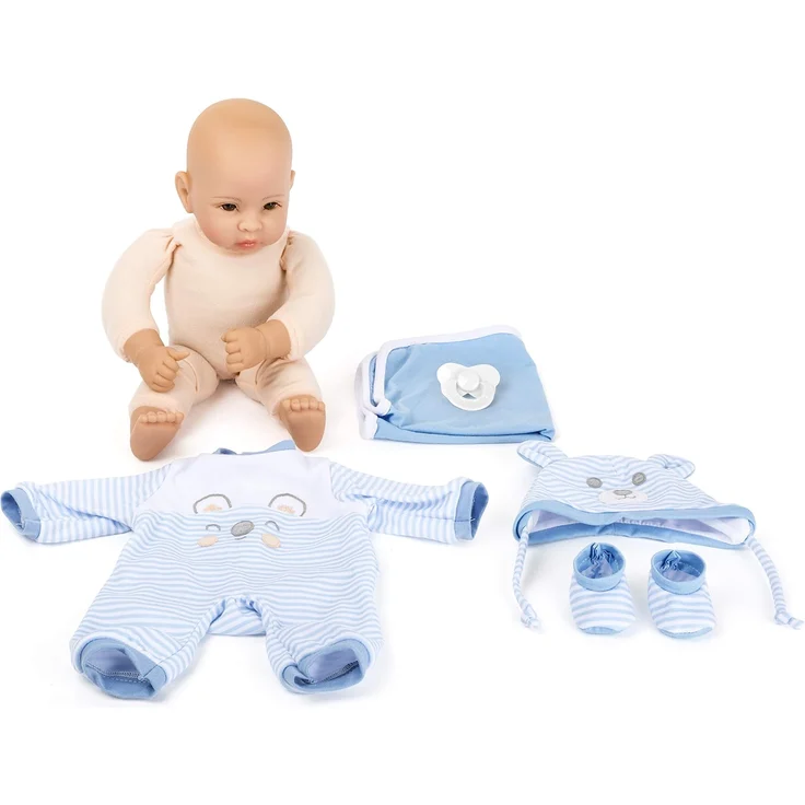 Small Foot 11238 Puppe Lukas inkl. ausziehbarer Bekleidung, Schnuller und weicher Kuscheldecke, blau Spielzeug – Bild 2