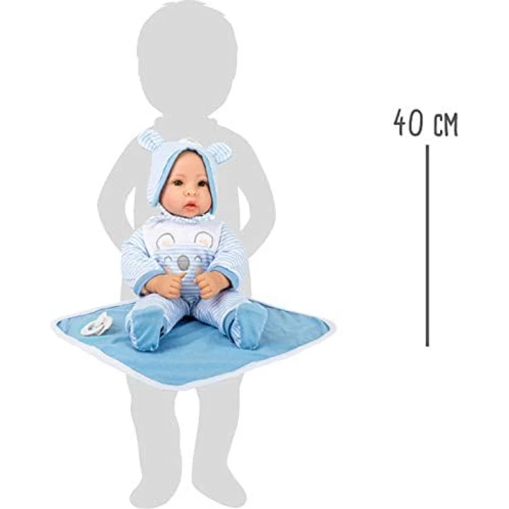 Small Foot 11238 Puppe Lukas inkl. ausziehbarer Bekleidung, Schnuller und weicher Kuscheldecke, blau Spielzeug – Bild 5