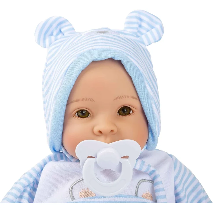 Small Foot 11238 Puppe Lukas inkl. ausziehbarer Bekleidung, Schnuller und weicher Kuscheldecke, blau Spielzeug – Bild 3