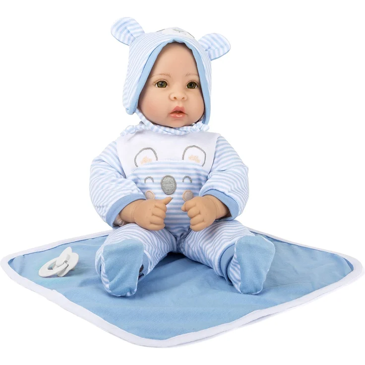 Small Foot 11238 Puppe Lukas inkl. ausziehbarer Bekleidung, Schnuller und weicher Kuscheldecke, blau Spielzeug – Bild 1