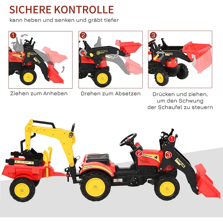 HOMCOM Tretbagger mit Fontlader rot – Bild 6