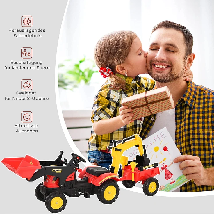 HOMCOM Tretbagger mit Fontlader rot – Bild 5