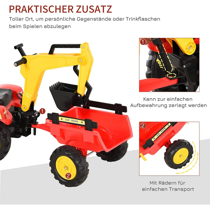 HOMCOM Tretbagger mit Fontlader rot – Bild 8
