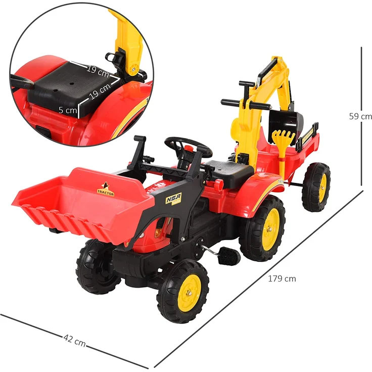 HOMCOM Tretbagger mit Fontlader rot – Bild 3