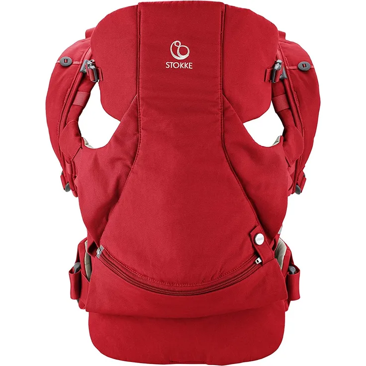 STOKKE® MyCarrier™ Bauchtrage – Mitwachsende Babytrage für Neugeborene – 3 in 1 Tragesystem aus Bio-Baumwolle – Ultraleicht & ergonomisch – Farbe: Red