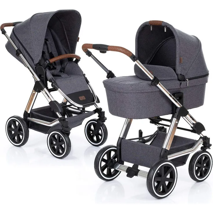 ABC Design Kombi-Kinderwagen Viper 4 - Diamond Edition 2019 inkl. Babywanne und Buggy-Sitz - Grau