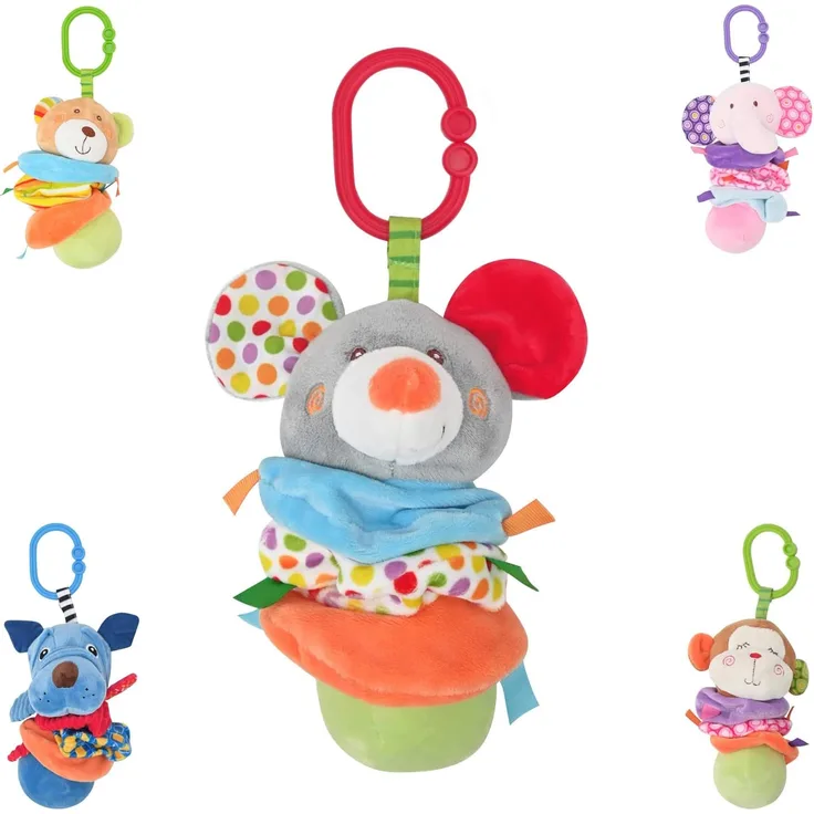 Lorelli Baby Plüschtier, Vibration, C-Ring, Faltenzonen, Greifling, Spielbogen grau
