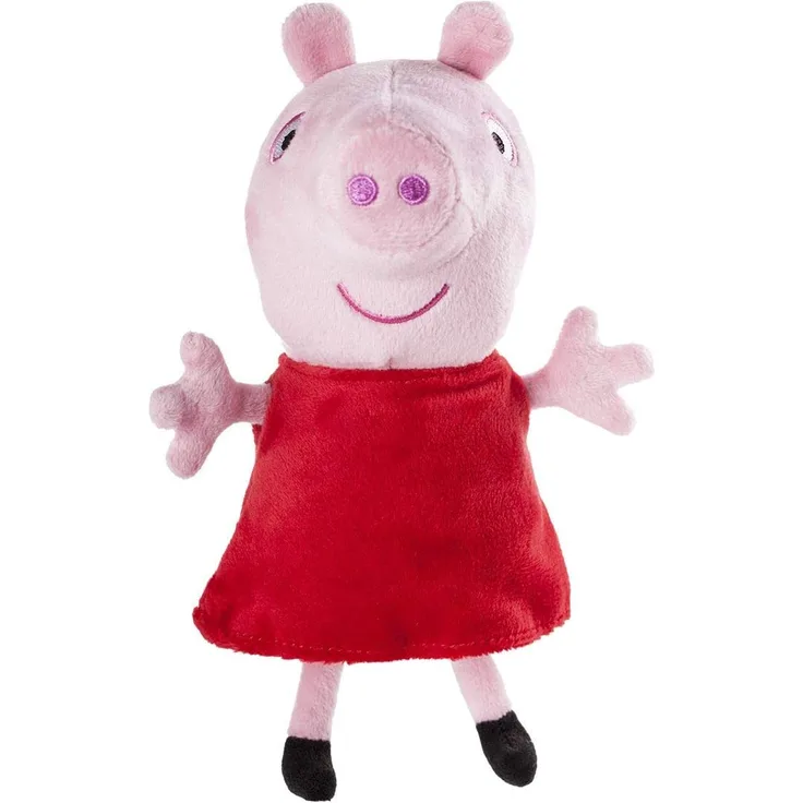 Jazwares 92661 - Peppa Wutz Peppa Kuscheltier mit Sound, Weiche Plüschfigur ca. 15 cm groß, Plüsch Figur zum Schlafen, Stofftier zum Spielen, Original Peppa Pig Plüschtier für Kinder ab 18 Monate