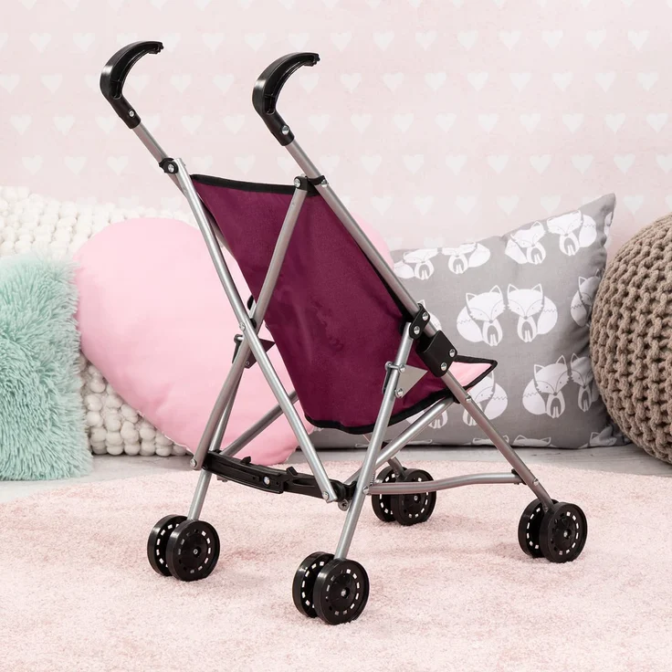 Bayer Design 30537AA Puppenbuggy, Puppenwagen mit integrierten Sicherheitsgurt, leicht faltbar, klappbar, pink, rosa, Einhornmotiv – Bild 3