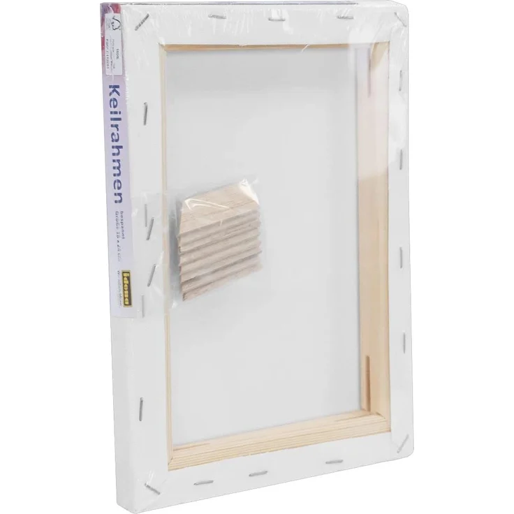 Idena 60030 - Keilrahmen mit Leinwand aus 100% Baumwolle, 380 g/m², FSC zertifiziert, für Öl- und Acrylfarben, ca. 18 x 24 cm, weiß – Bild 3