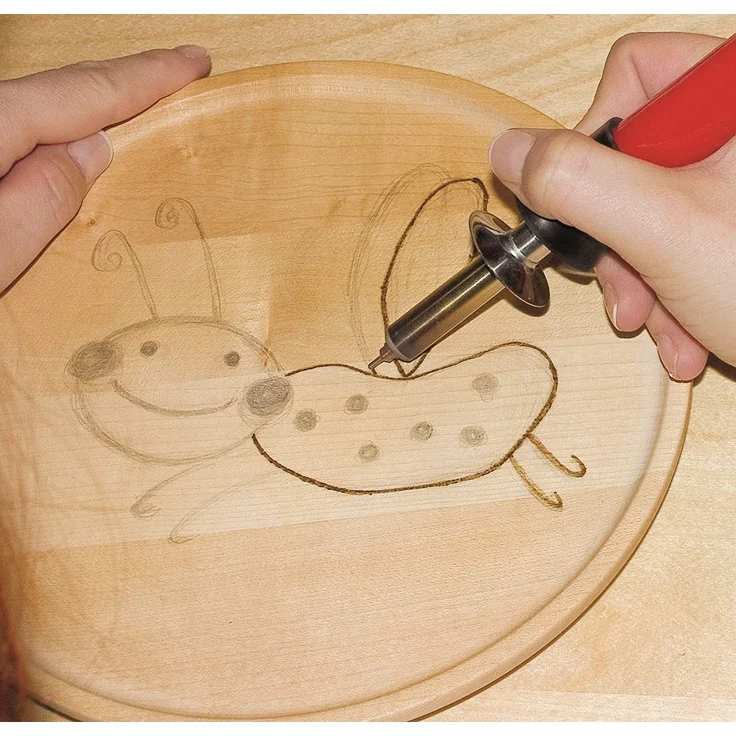 Komplett ausgestattetes Bastelset Brandmalerei mit Brandmalkolben, Brennspitzen, Brennstempeln und Holzplatten, zum Verzieren von Holz und anderen Materialien - Preisvergleich – Bild 3