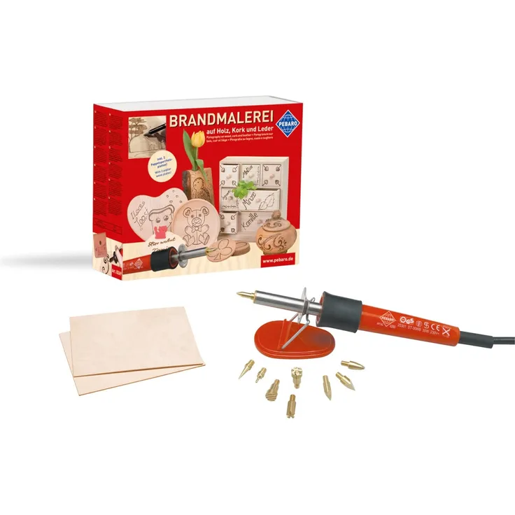 Komplett ausgestattetes Bastelset Brandmalerei mit Brandmalkolben, Brennspitzen, Brennstempeln und Holzplatten, zum Verzieren von Holz und anderen Materialien - Preisvergleich