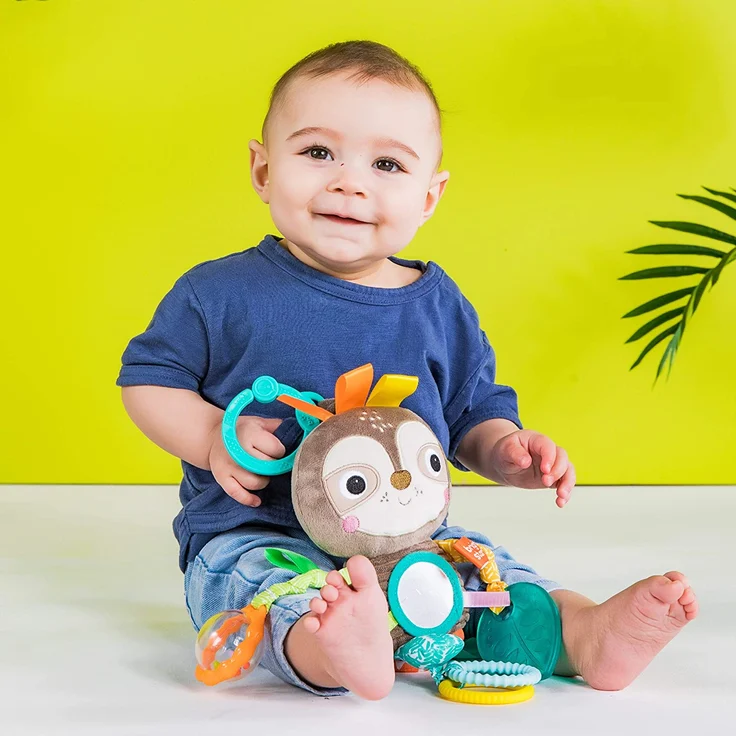 Bright Starts - Playful Pals - Greifling Faultier - Rassel Beißring Knistereleme – Bild 2