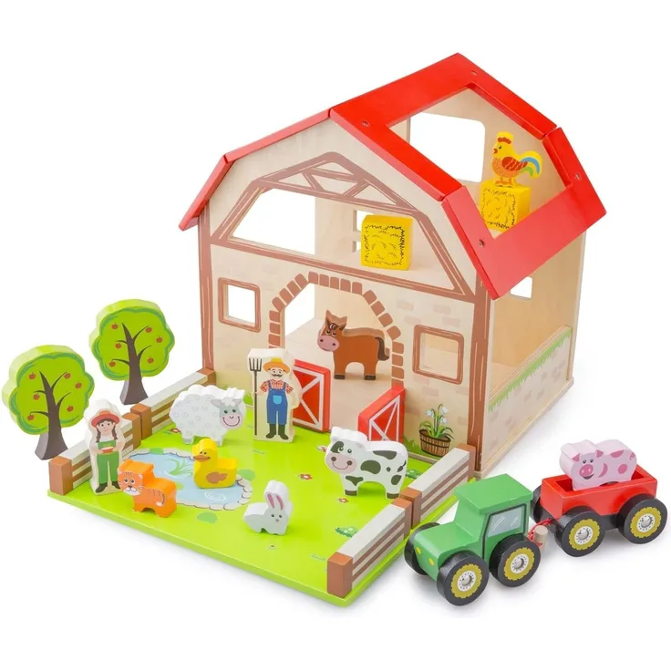 New Classic Toys Bauernhof-Spielset 26,8 cm Holz braun 15-teilig