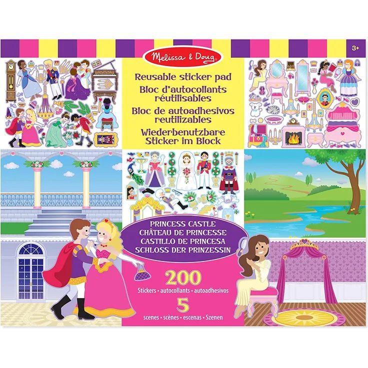 Melissa & Doug 14306 wiederverwendbares Aufkleberbrett – Prinzessinnenschloss, einzeln, mehrfarbig, eigenständig