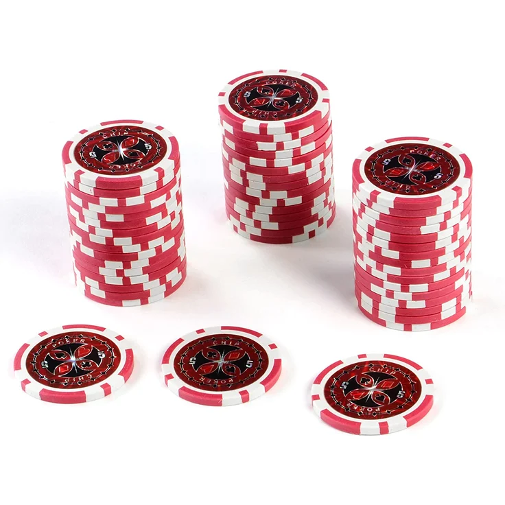 50 Poker-Chips Laser-Chips Metallkern 12g Poker Texas Hold`em Black Jack Roulette reflektierend Tokens Jetons Casino 1 Rolle Wert 1-10000 wählbar (Wert 5) – Bild 1