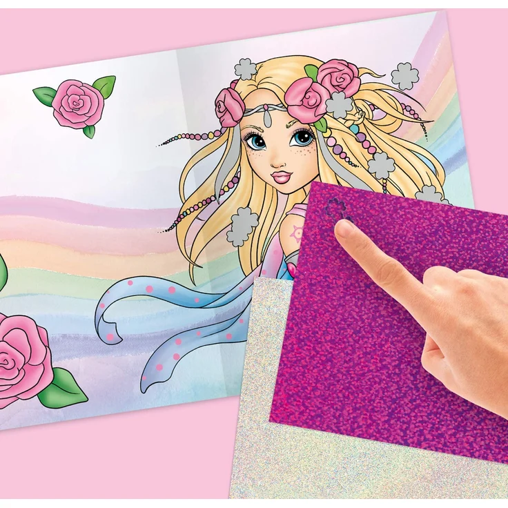 Depesche 10351 TOPModel Fantasy - Malbuch Fancy Foils, Kreativ-Buch mit Glitzerfolien und Sticker, ca. 17 x 21,2 cm – Bild 3