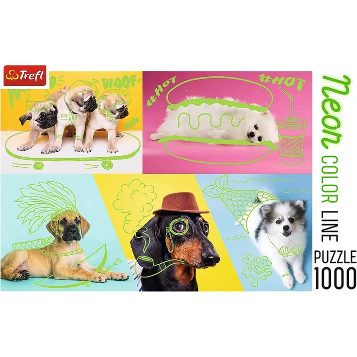 Trefl 10578 Hunde 1000 Teile Neon Puzzle