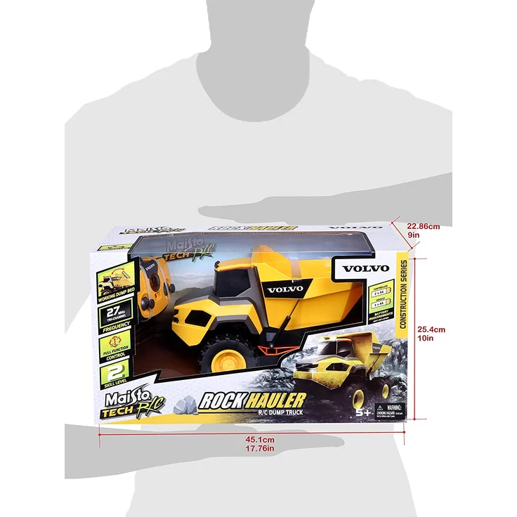 Maisto Tech R/C Volvo A25 Hauler: Ferngesteuerter Kipper mit Kippfunktion, mit Stick-Controller, ab 8 Jahren, 30 cm, gelb (582056) – Bild 8
