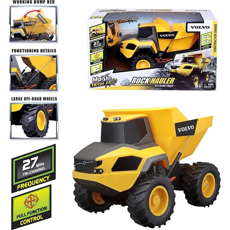 Maisto Tech R/C Volvo A25 Hauler: Ferngesteuerter Kipper mit Kippfunktion, mit Stick-Controller, ab 8 Jahren, 30 cm, gelb (582056) – Bild 12