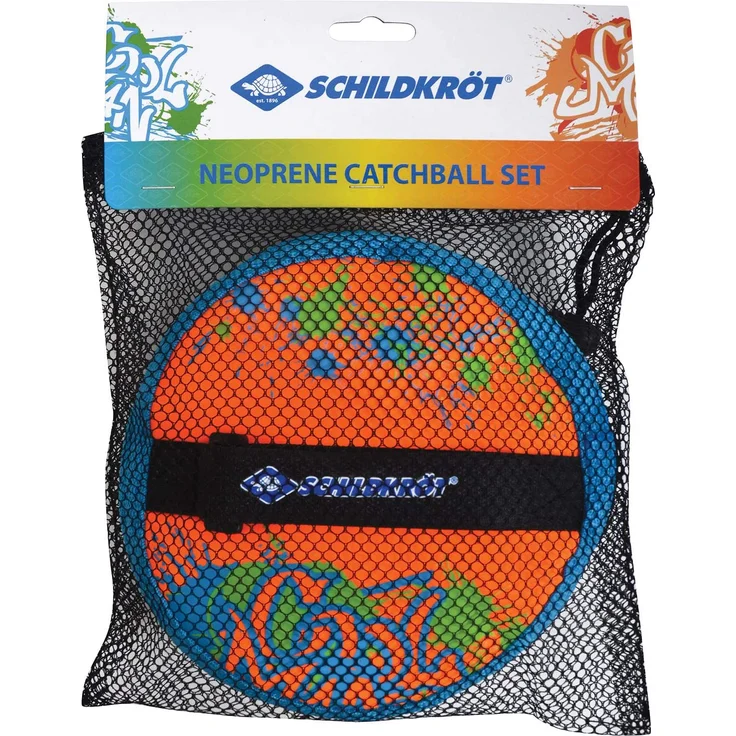 Schildkröt Neopren Klettball Set, 2 Neopren Handfänger mit weitenverstellbarer Handschlaufe, 1 Ball (Ø 6,25 cm), verschiedene Farbstellungen wählbar, alles in wiederverschließbarer Netztasche – Bild 6
