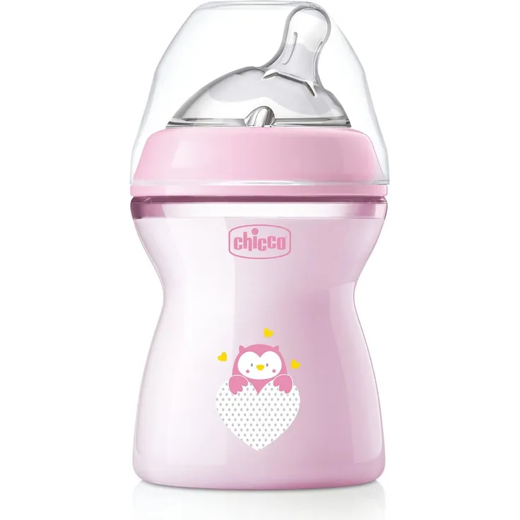 Chicco Natural Feeling Anti-Kolik Babyflasche für 2+ Monate, 250 ml, mit Weichem Silikonsauger und Doppelventil, Natürliches und Instinktives Gefühl beim Saugen, Kunststoffflasche
