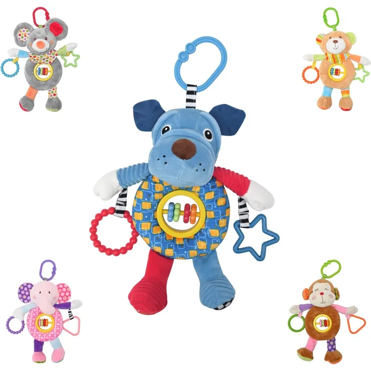 Lorelli Baby Kuscheltier Activitiy Spielzeug Plüsch, Greifling, C-Ring ab Geburt blau