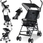 KIDIZ® Kinderwagen CITY Buggy Kinderbuggy klappbar Liegebuggy Sportwagen Faltbar 360° 4-Zoll-Räder Inkl. Sonnen- und Regenverdeck zusammenklappbar 5-Punkt-Sicherheitsgurt ab 6 Monate Schwarz