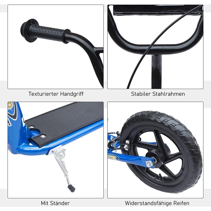 Kinderroller Anti-Rutsch Trittfläche, Metallfahrradständer zum Parken, (Farbe: blau) – Bild 7