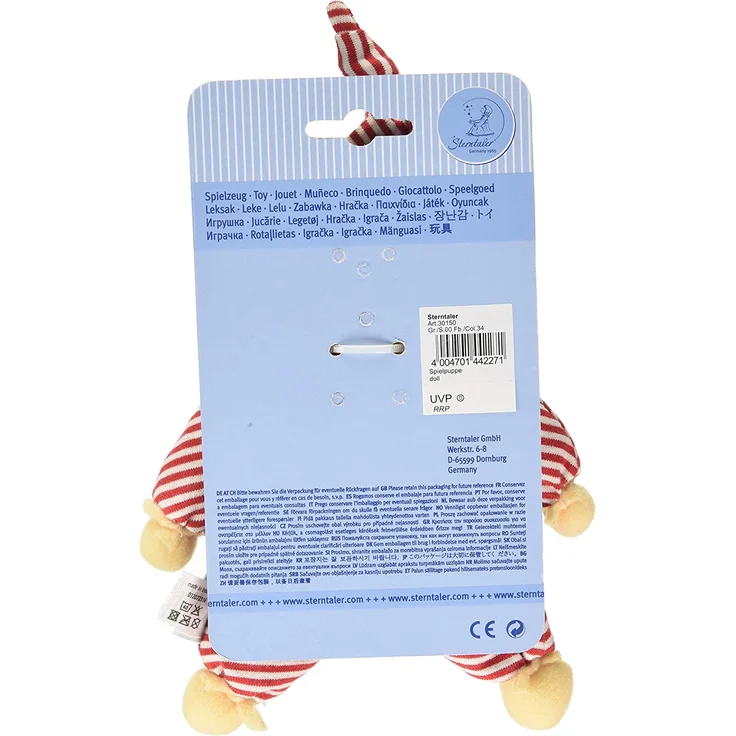 Sterntaler Spielpuppe Heiko, Integrierte Rassel, Alter: Für Babys ab der Geburt, 23 cm, Rot/Weiß – Bild 2
