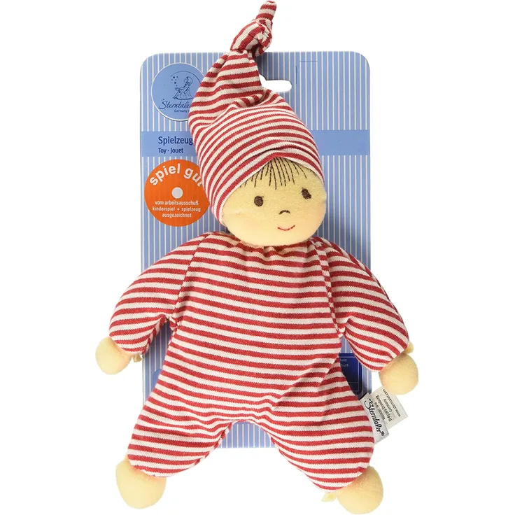 Sterntaler Spielpuppe Heiko, Integrierte Rassel, Alter: Für Babys ab der Geburt, 23 cm, Rot/Weiß