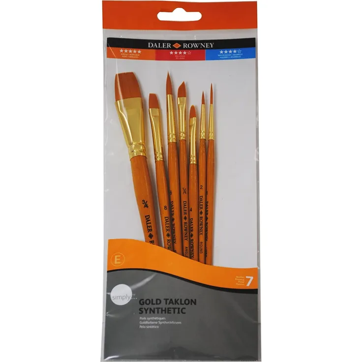 Daler Rowney 216920700 - Gold Taklon Short Handled, 7 Piece Set