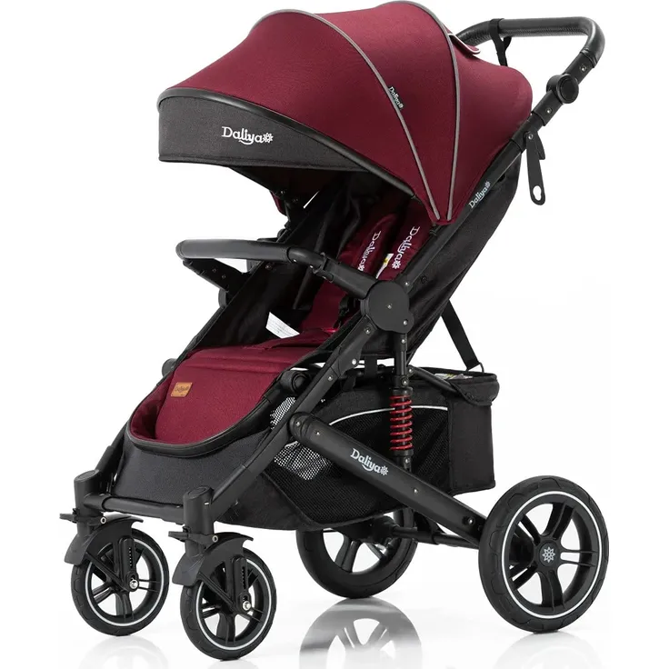 Daliya® Rapidy Buggy / Kinderwagen 0-36 Monate / Sportwagen mit Liegeposition / Wickeltasche, Winterfußsack, Ess- & Spieltisch und mehr Linen Rot – Schwarz – Bild 1