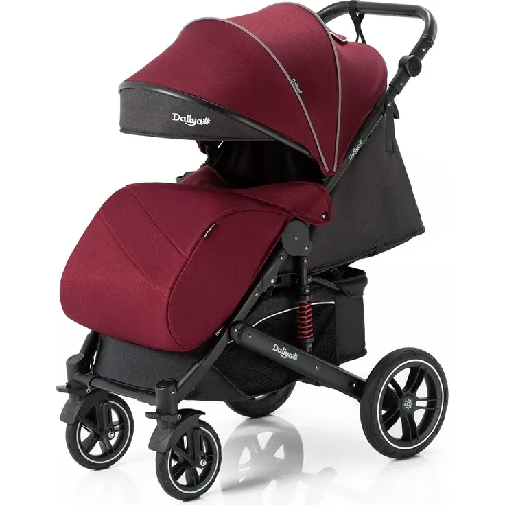 Daliya® Rapidy Buggy / Kinderwagen 0-36 Monate / Sportwagen mit Liegeposition / Wickeltasche, Winterfußsack, Ess- & Spieltisch und mehr Linen Rot – Schwarz – Bild 5