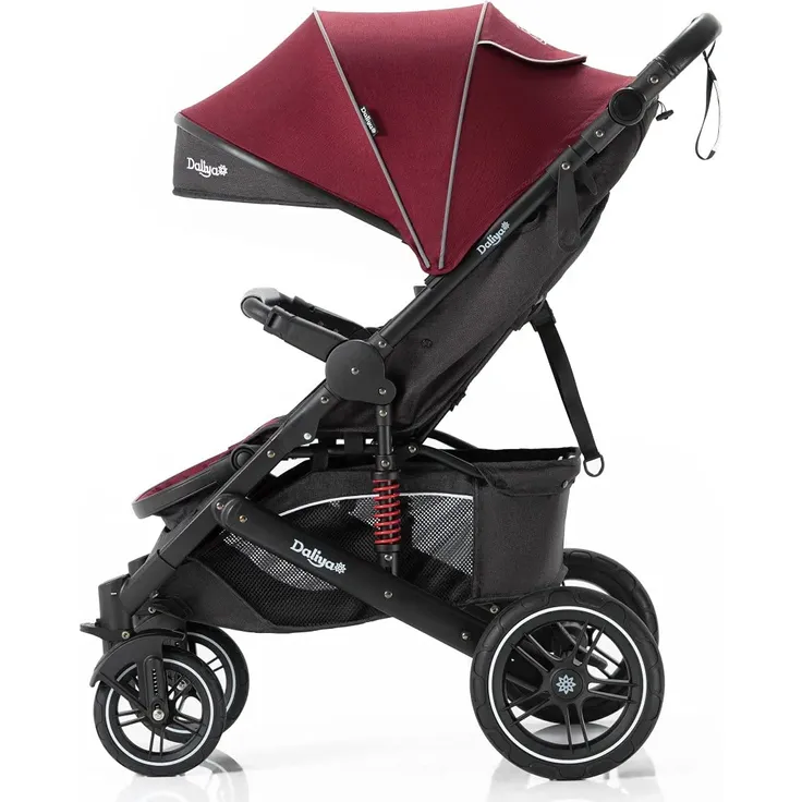 Daliya® Rapidy Buggy / Kinderwagen 0-36 Monate / Sportwagen mit Liegeposition / Wickeltasche, Winterfußsack, Ess- & Spieltisch und mehr Linen Rot – Schwarz – Bild 2