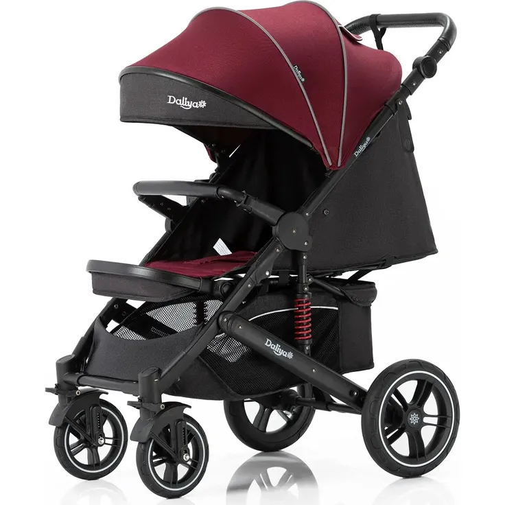 Daliya® Rapidy Buggy / Kinderwagen 0-36 Monate / Sportwagen mit Liegeposition / Wickeltasche, Winterfußsack, Ess- & Spieltisch und mehr Linen Rot – Schwarz – Bild 4