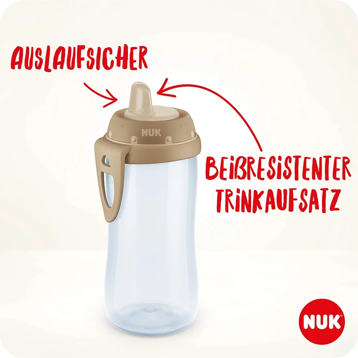 NUK First Choice Kiddy Cup Trinklernbecher | 12+ Monate | auslaufsichere | beißresistenter Trinkschnabel | Clip & Schutzkappe | 300 ml | BPA-frei | Krokodil (gelb), 10255670 – Bild 3