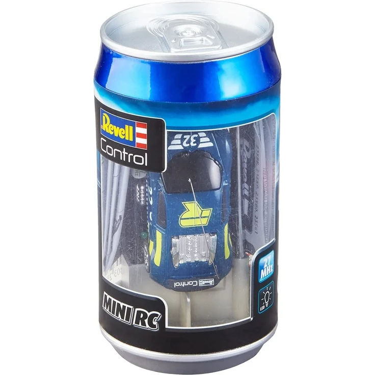 Revell Control 23561 Mini RC Racing-Car aus der Dose mit 27MHz-Fernsteuerung inkl. Ladefunktion, LED-Licht, kurze Ladezeit, lange Fahrzeit kleines ferngesteuertes Auto, Sportwagen – Bild 2