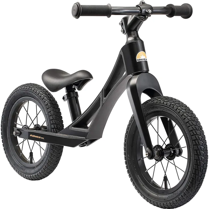 BIKESTAR Magnesium (superleicht) Kinderlaufrad Lauflernrad Kinderrad für Jungen und Mädchen ab 3 - 4 Jahre | 12 Zoll Kinder Laufrad BMX Ultraleicht | Schwarz | Risikofrei Testen