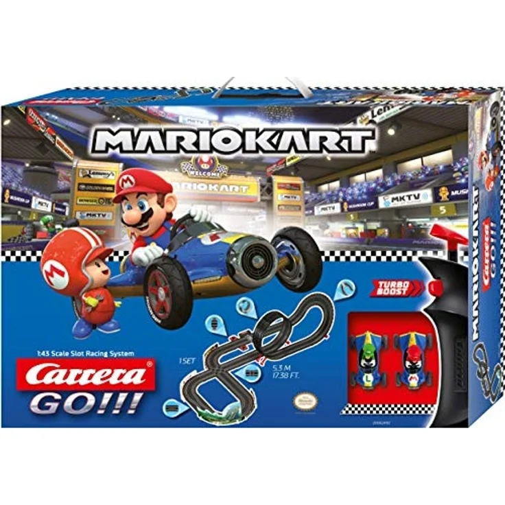 Carrera 20062492 GO!!! 'Nintendo Mario Kart Mach 8', Autorennbahn-Set, 5,3 Meter Streckenlänge, mit Mario & Luigi Spielzeugautos, für 2 Spieler, ab 6 Jahren - Preisvergleich – Bild 1