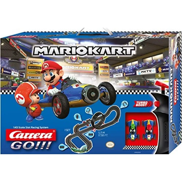 Carrera 20062492 GO!!! 'Nintendo Mario Kart Mach 8', Autorennbahn-Set, 5,3 Meter Streckenlänge, mit Mario & Luigi Spielzeugautos, für 2 Spieler, ab 6 Jahren - Preisvergleich