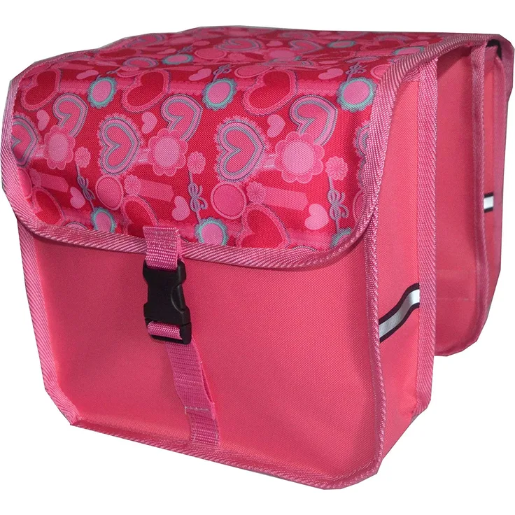 Beluko 'Duo' Fahrradtasche für Gepäckträger ab 26 Zoll Pink Herzen