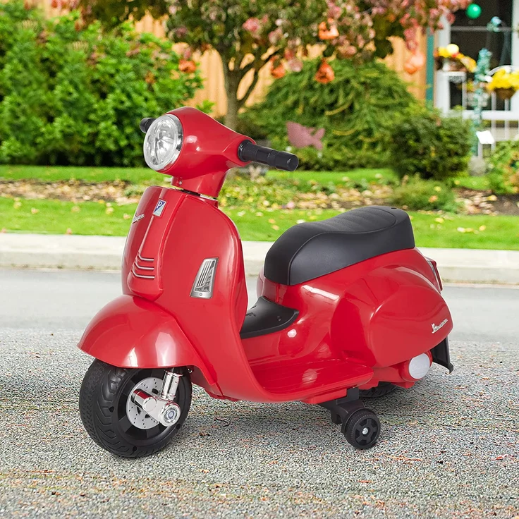 Elektrischer Kindermofa im Vespa Stil (Farbe: rot) – Bild 2